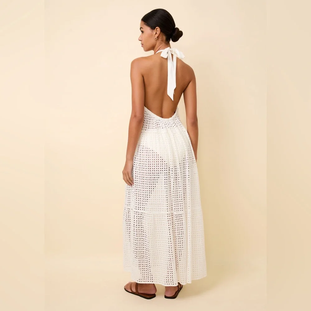 NWT Solid & Striped x REVOLVE Kai white Brule Leaf Eyelet maxi dress size xsmall - Picture 2 of 14